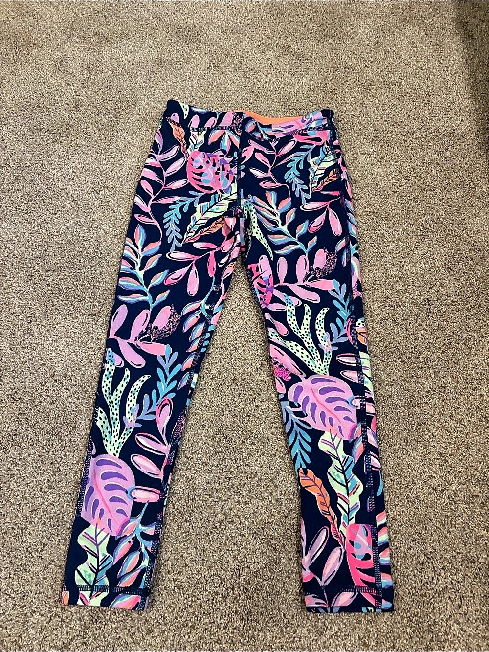 Lilly Pulitzer Mini Weekender Legging Floral Blue & Pink Medium